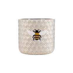 Pot Bee Motif 14.2x12.8cm- White (2/16)